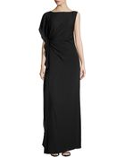 Halston Heritage Asymmetric-Sleeve Flounce-Detail Gown - Lyst