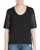 Mason by Michelle Mason Leather-Sleeve Tee - Lyst