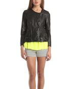3.1 Phillip Lim Moto Leather Ruffle Jacket - Lyst