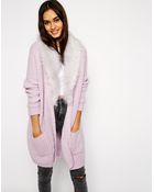 Asos Cardigan With Detachable Faux Fur Collar - Lyst