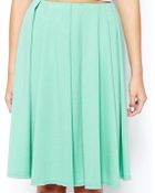 Asos Midi Skirt In Ponte With Bold Pleats - Lyst