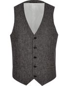 River Island Dark Grey Herringbone Waistcoat - Lyst