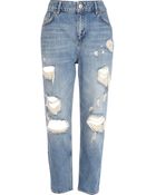 River Island Light Wash Vintage Straight Jeans - Lyst