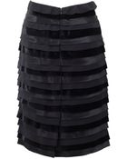 Oscar de la Renta Leather And Velvet Pencil Skirt - Lyst