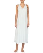 Oscar de la Renta Floral-Detailed Pima Cotton Long Gown - Lyst