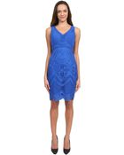 Sue Wong Pleated Bustier Embroidered Dress - Lyst