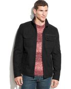 Guess Wool-Blend Faux-Leather-Trim Bomber Jacket - Lyst