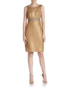Kay Unger Lace Trimmed Metallic Knit Dress - Lyst