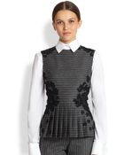 Oscar de la Renta Lace AppliquÉ Pinstripe Top - Lyst