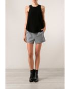 T By Alexander Wang Leather Trim Crepe Top - Lyst