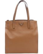 Prada Caramel Saffiano Top Handle Convertible Tote - Lyst
