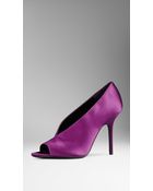 Burberry Satin Peep-Toe Pumps - Lyst