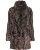 Meteo By Yves Salomon Shearling Coat With Fox Fur Collar - Lyst