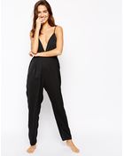 Asos Satin & Lace Jumpsuit - Lyst