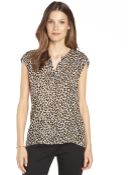 Rebecca Taylor Leopard Split V-Neck Sleeveless Top - Lyst