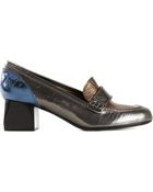 Lanvin Metallic Loafer Pumps - Lyst