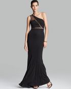 ABS By Allen Schwartz Gown One Shoulder Mesh Lace Inset - Lyst
