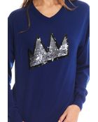 Markus Lupfer Crown Sequin Sweater - Lyst
