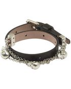 Alexander McQueen Black Leather Double Wrap Skull Bracelet - Lyst