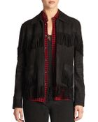 Polo Ralph Lauren Leather Fringe-Trim Jacket - Lyst