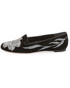 Alexander McQueen Embroidered Velvet Smoking Slipper - Lyst