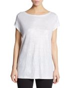 Eileen Fisher Metallic Organic Linen Top - Lyst