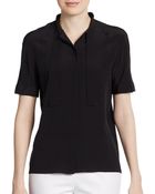 Fendi Silk Tie-Neck Blouse - Lyst
