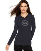 Michael Kors Michael Petite Waffle-Knit Hooded Logo Tee - Lyst