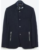 Zara Blazer With Nylon Details - Lyst