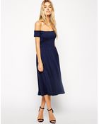 Asos Midi Bardot Skater Dress - Lyst
