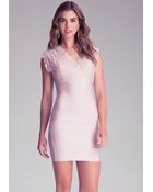 Bebe Cutout Lace Bandage Dress - Lyst