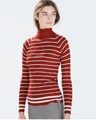 Zara Striped Turtleneck Sweater - Lyst