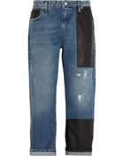 McQ by Alexander McQueen Faux Leather-Trimmed Boyfriend Jeans - Lyst