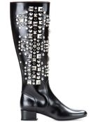 Saint Laurent Babies Studded Leather Boots - Lyst
