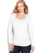 Michael Kors Michael Plus Size Long-Sleeve Zipper-Trim Top - Lyst