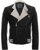 McQ by Alexander McQueen Contrasting Leather Biker Jacket - Lyst