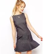 Love Moschino Dress In Denim Jersey With Flared Hem - Lyst