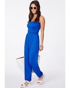 Missguided Chehsta Blue Hareem Bandeau Jumpsuit - Lyst