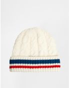Asos Beanie Hat in Wool Mix Cable Stripe - Lyst