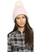 Eugenia Kim Rain Two Tone Pom Pom Hat - Pink/Cream - Lyst