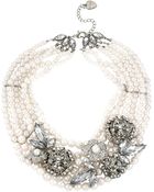 Betsey Johnson Multirow Pearl Crystal Collar Necklace - Lyst
