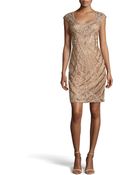 Sue Wong Ribbon & Bead Embellished Cocktail Dress - Lyst