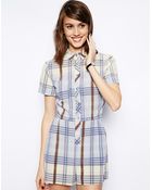 Asos Playsuit In Check With Button Detail - Lyst