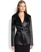 Donna Karan New York Belted Satin Jacket - Lyst