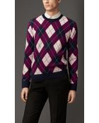 Burberry Cashmere Argyle Sweater - Lyst