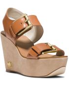 Michael Kors Warren Leather Wedge Sandal - Lyst