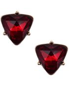 Anne Klein Triangular Red Stone Stud Earrings - Lyst
