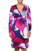 Melissa Masse Printed Long-Sleeve Dress, Fuchsia - Lyst