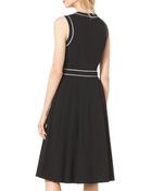 Michael Kors Contrast-Trim Stretch-Cotton Dress - Lyst