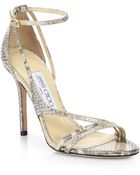 Jimmy Choo Valdez Snake-Embossed Leather Sandals - Lyst